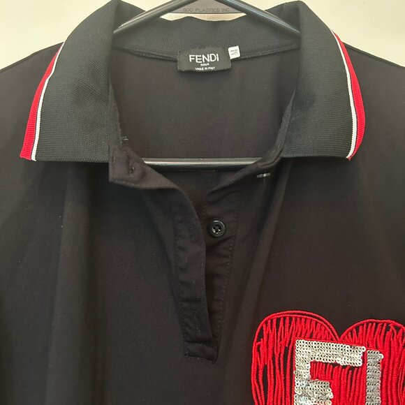 Fendi black/red short-sleeved mini polo dress sz M - Picture 8 of 9